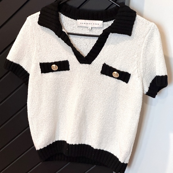 Endless Rose Tops - Endless rose crochet collared top. Size S. Almost new. Excellent condition.